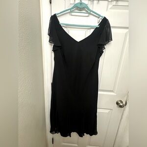 Plus Size Dress Barn LBD black formal midi dress  20w elegant chiffon sleeves